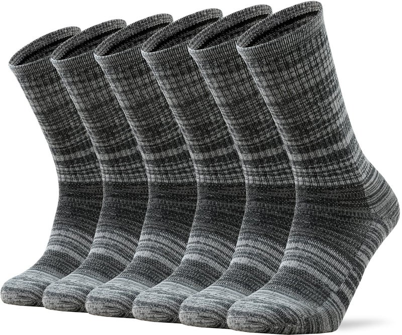 Ortis Men's Merino Wool Cushion Crew Socks with Moisture Wicking Control Light Weight Breathable for Outdoor Hiking Cycling(Light Grey L) - Image 1